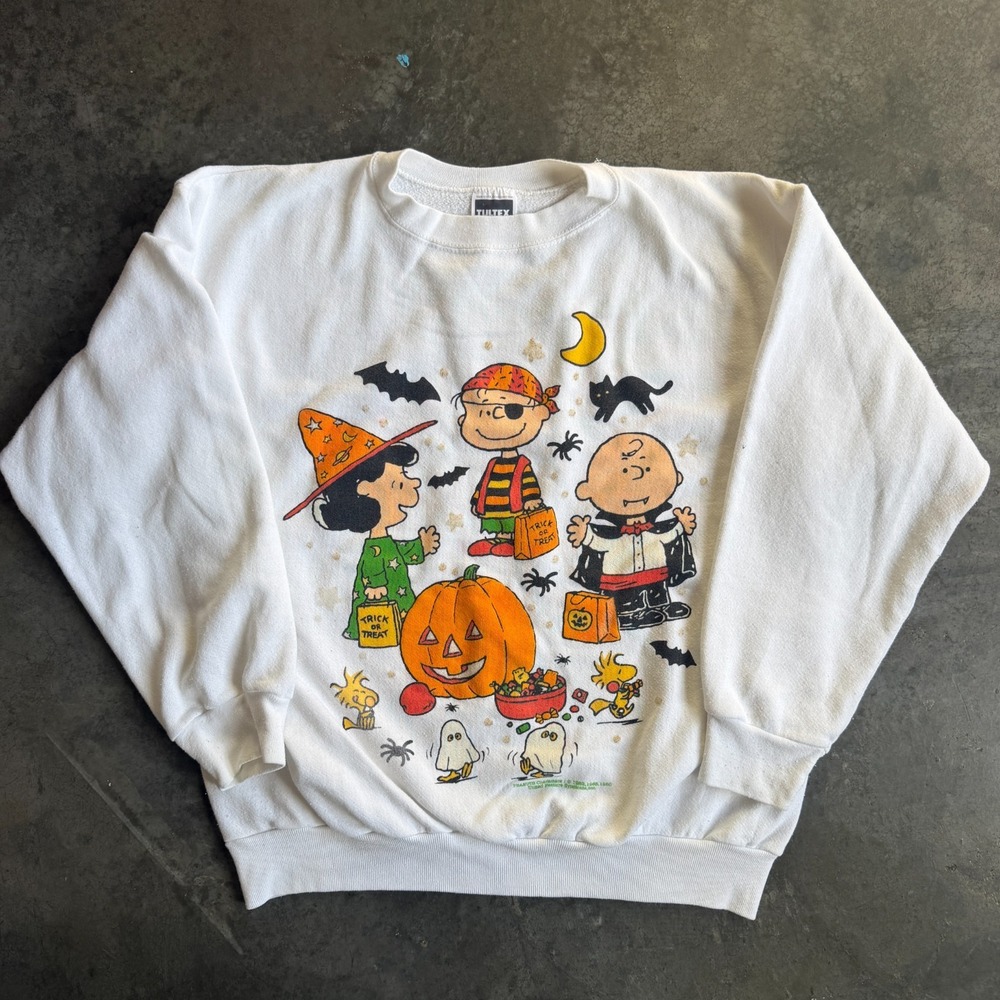 Vintage 80s 90s Peanuts Halloween Sweatshirt Crewneck Graphic Mens XL (22x25)